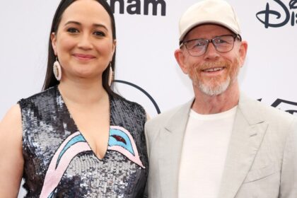Lily Gladstone greets Ron Howard at Variety's Welcome to Cannes Party